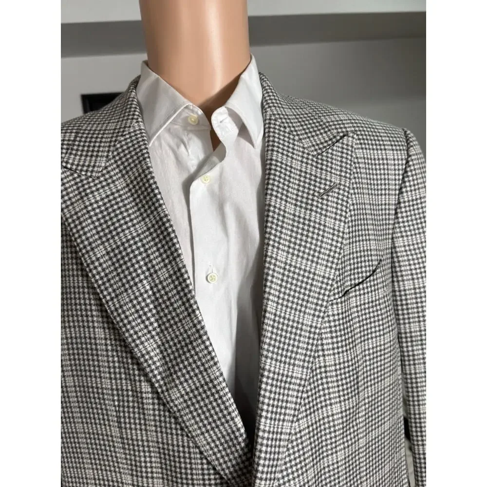 Tom Ford Houndstooth Sport Jacket Blazer 58L 48L US Peak Lapels Wool Silk Linen - Picture 7 of 8